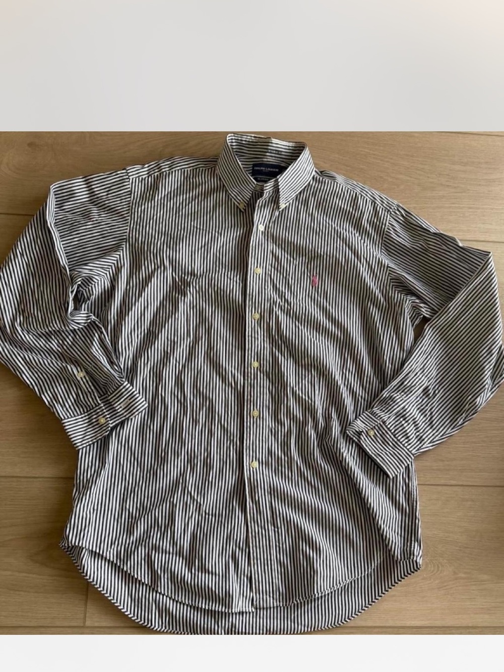 Ralph Lauren Men's Black and White Vertical Stripe Button-Down Shirt